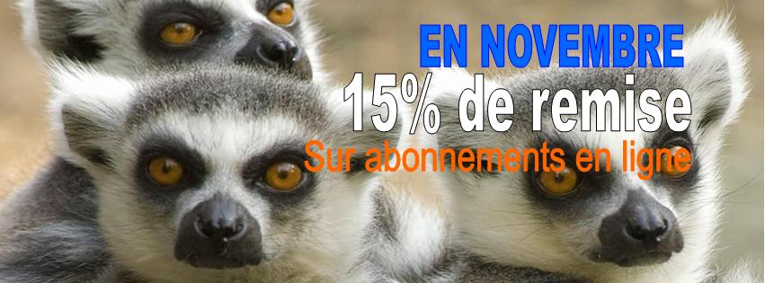 Promotion -15% sur les inscriptions pendant le mois de Novembre !