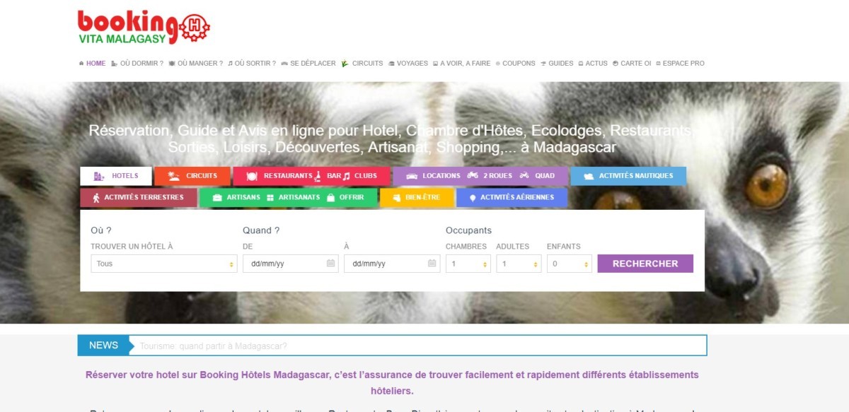 Booking  Hotel  Madagascar vient de passer le cap des 300 adresses sur son site.