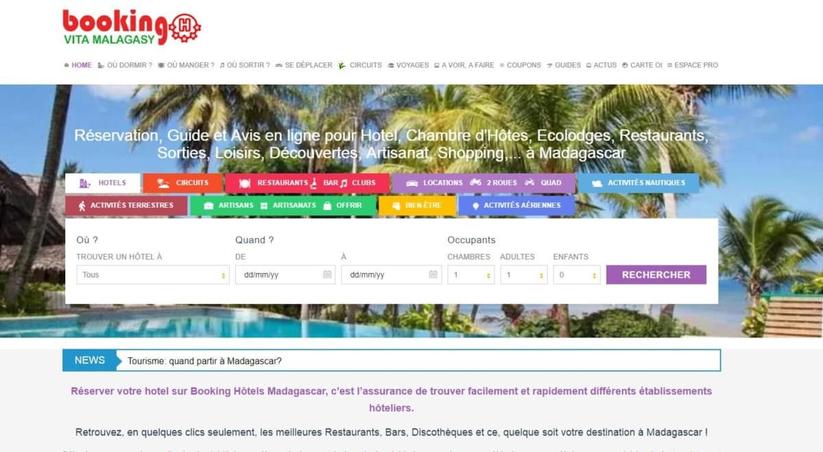 Comment s’inscrire sur Booking Hôtel Madagascar ?