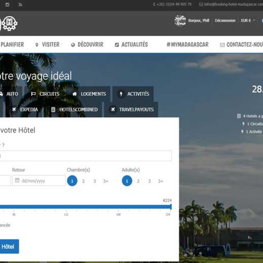 The new site is operational Madagascar Hotel Booking